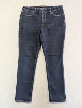 Talbots Flawless Five-Pocket Straight Jeans Women's 12 Dark Wash Blue